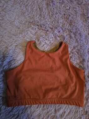 Stoic Coral High-Neck Crop Tank Top